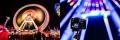 Nachtfotografie auf dem Hamburger DOM – Riesenrad und Lichtspuren Bildcollage vom Hamburger DOM: Riesenrad mit kreisförmigen Lichtspuren und Kamera auf einem Stativ vor unscharfen bunten Lichtern.
