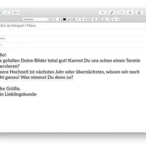 eMail Vorlagen Hochzeitsfotograf E-Mail