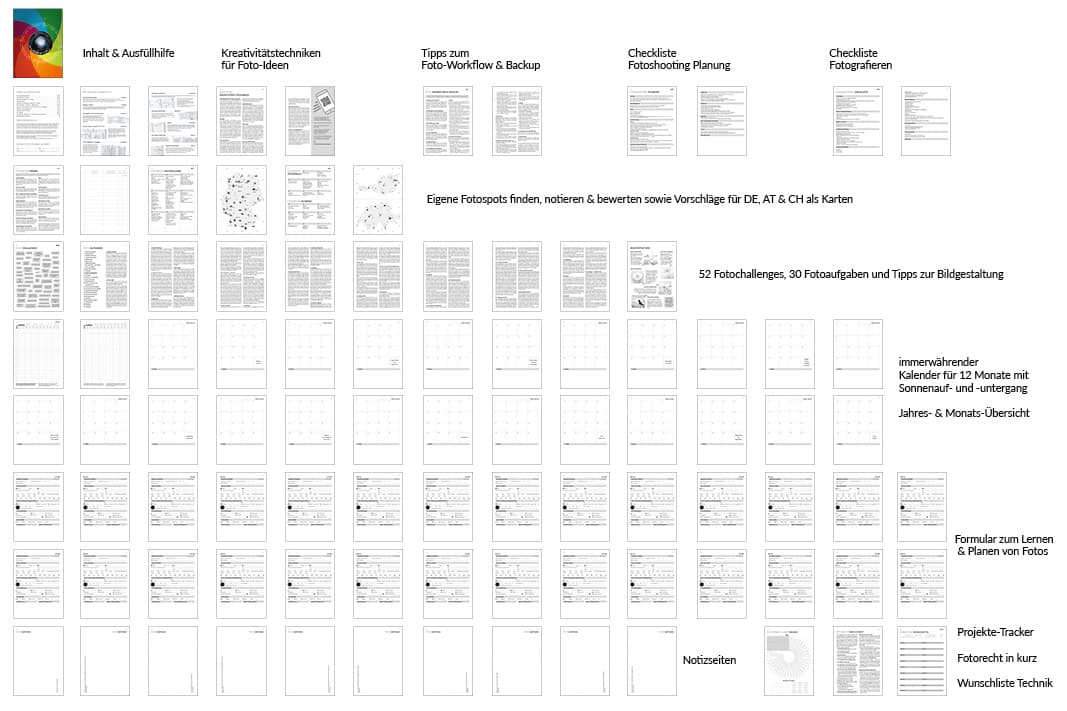 Fotografieren Challenge Logbuch Planer Fotografie Buch Übersicht